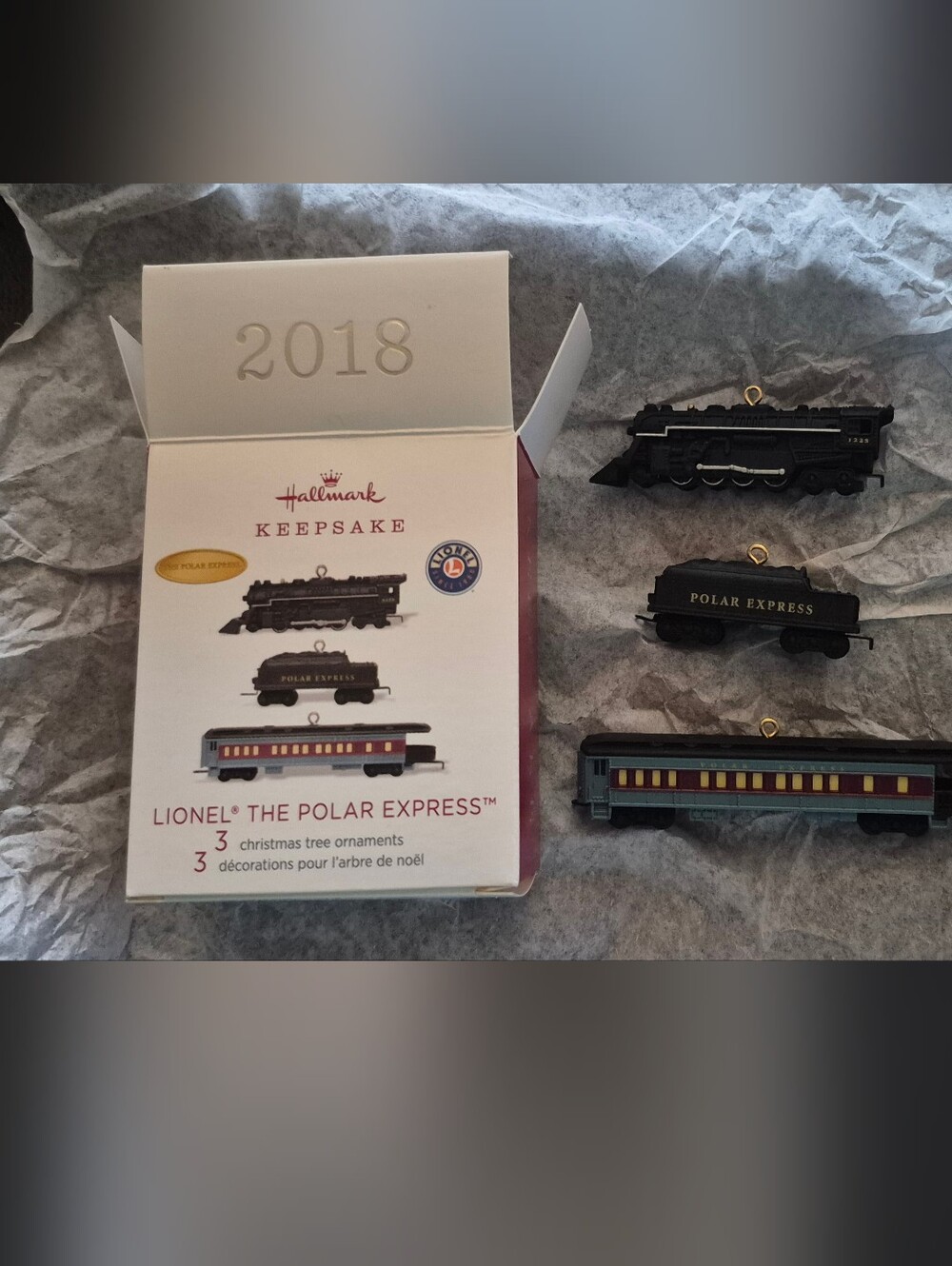 NIB 2018 Hallmark Keepsake Lionel The Polar Express Miniature Ornament Set QXM81